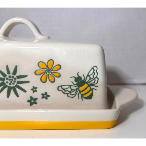Stick Butter Dish Bee Flower EMMA'S by CW Hand Painting Dutch Wax Singer - Picture 2 of 8